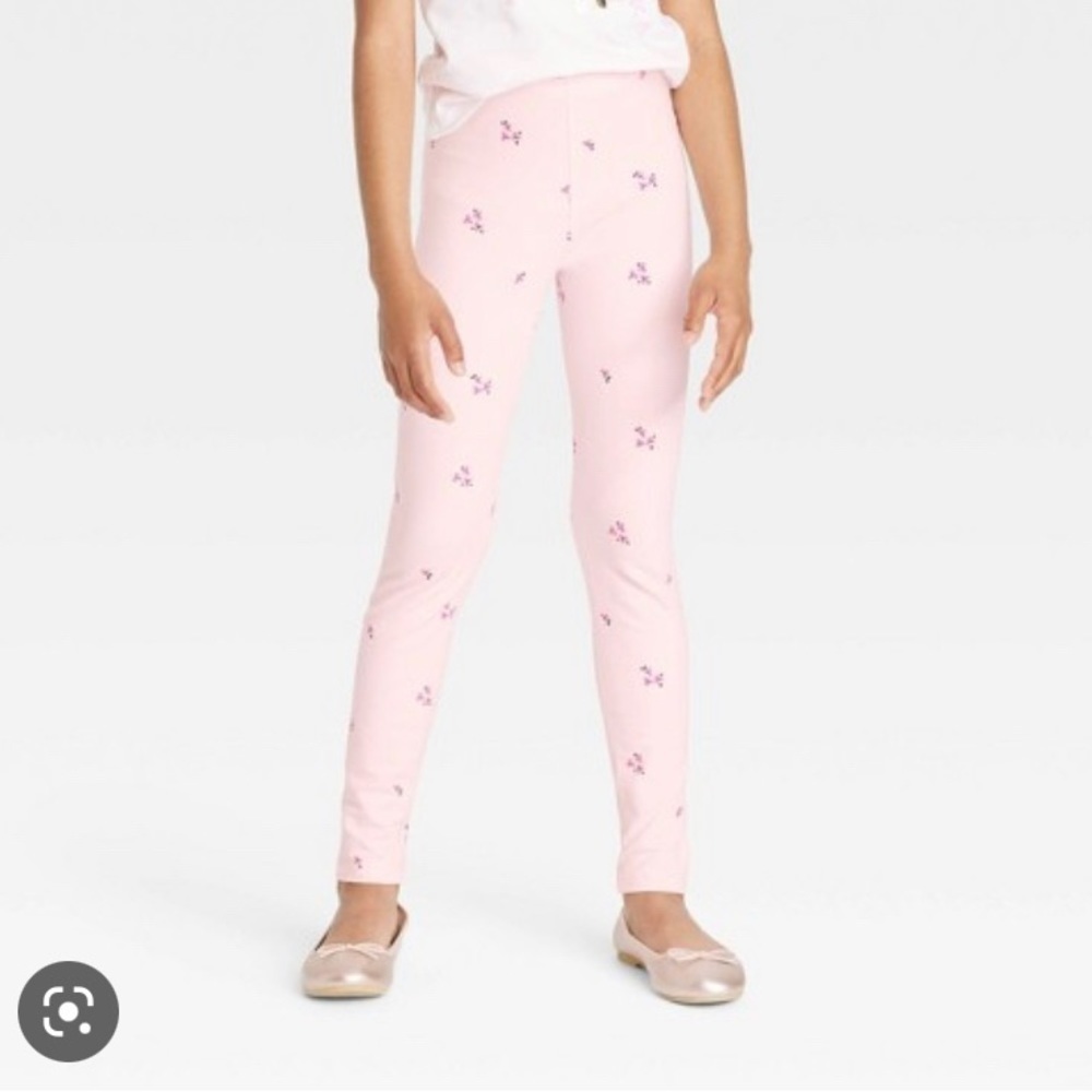 Cat & Jack Girlโs Light Pink Whimsical Petite Floral Leggings Size XL NWT